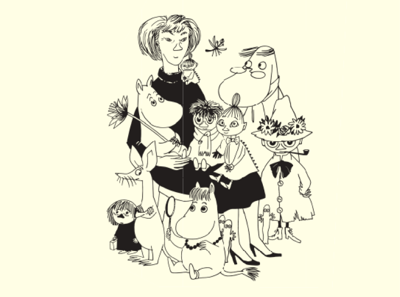 Туве Янссон и обитатели Муми‑дола. Иллюстрация из «Муми‑троллей и Большой книги Муми‑дола»