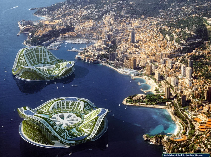 А вот это уже реальный инженерный концепт плавучего города-острова. Не нейросеть.