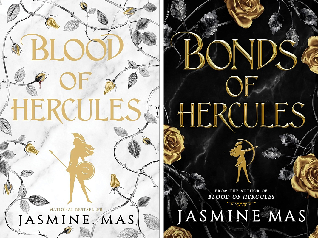 Оригинальные обложки первой и второй книг цикла Жасмин Мас по мотивам мифа о Геркулесе